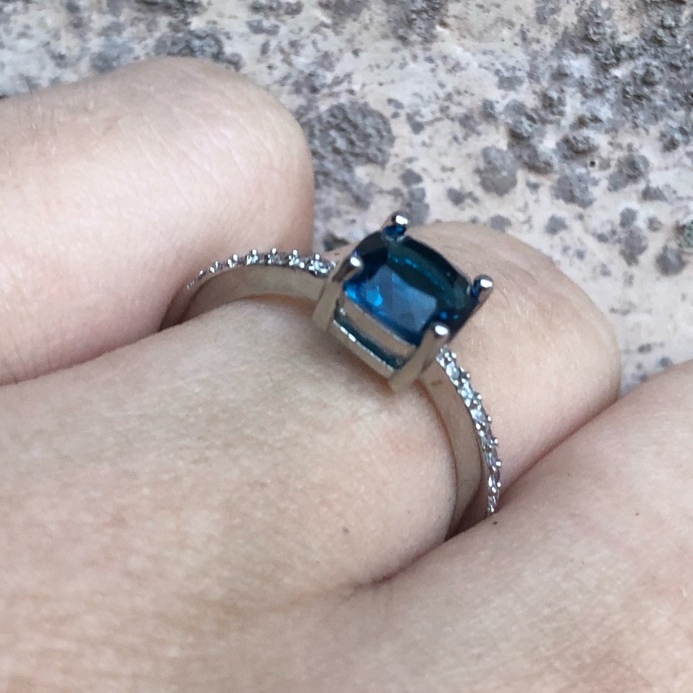 Sterling Silver Ring with Beautiful Blue Stone